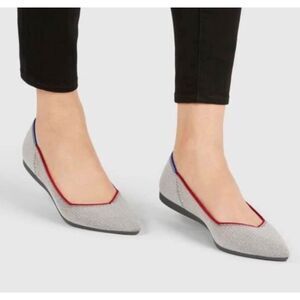 ROTHY'S The Point "Grey Point Red Piping' Flats